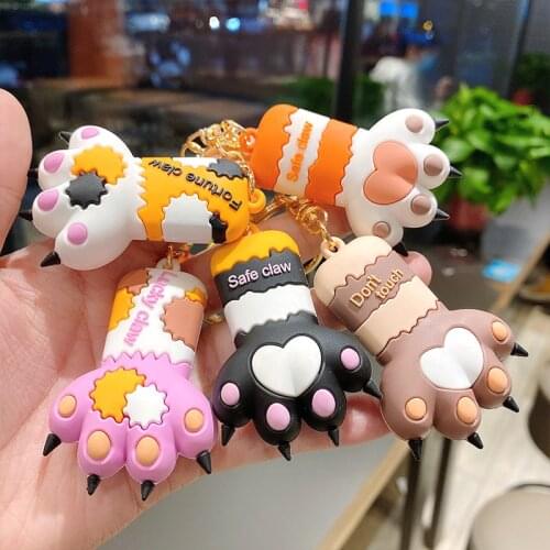 Anime Cartoon Cat Claw Keychain Male Female Student Backpack Cute Silicone Pendant Car Accessories Key Ring Men Women Small Gift