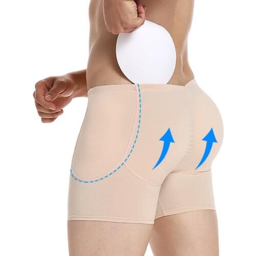 Mens Boxers Underwear Black Padded Butt Enhancer Booty Booster Molded Boyshort Underwear Boxer Control Panties S-3XL