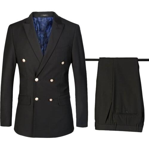 Double Breasted suits men 2020 new arrival male suit 2 pieces jacket+pants high quality fashion mens plus suit flower lining