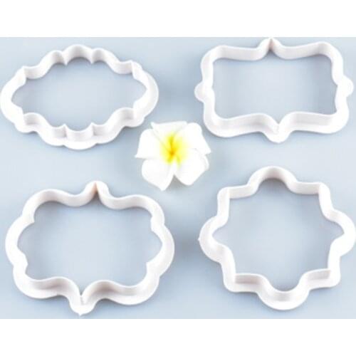 4/6pcs Vintage Plaque Frame Cookie Cutter Set Fondant Cake Decorating Tools Plastic Biscuit Mould cookie cutters kitchen tools
