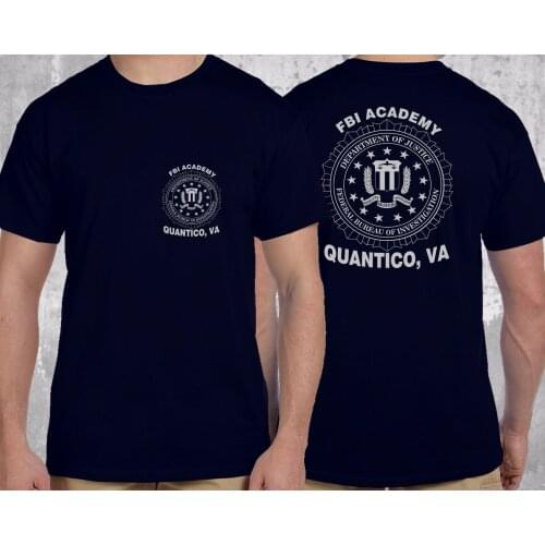 New Fbi Academy Quantico, Va Police Us Department of Justice T-Shirt Double Side 2019 New Summer Men Loose Clothes Printed Tees