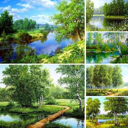 New Arrived 5D DIY Diamond Painting Landscape Tree Kits Full Drill Square Embroidery Mosaic Scenery Picture of Rhinestones Decor