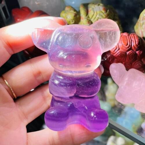 New Arrival!!!Fluorite Carves Mice Figurine Healing Crystal Natural Gemstone Statue Decor