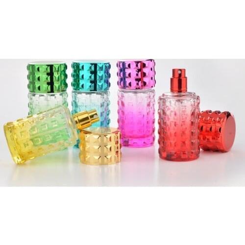 30ml New Style Colored Mini Portable Glass Refillable Perfume Bottle With Aluminum Atomizer Empty Parfum Case 100pcs by DHL