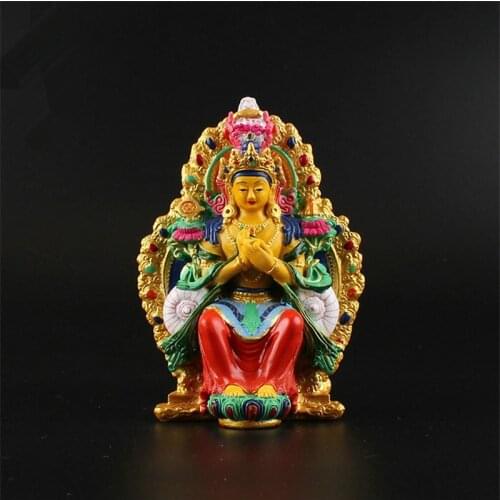 Opening The Light Maitreya Buddha Figurine Car Furnishing Articles Hand Painted Auspicious Bodhisattva Maitreya Crafts Dector