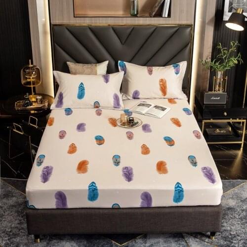 Printing Fitted Sheet 100% cotton Mattress Cover 90x200cm Bed Sheets With Elastic Band Double Queen Size Bedsheet