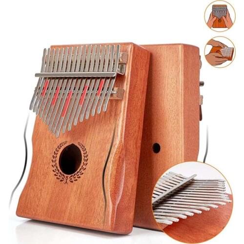 Kalimba Thumb Piano 17 Keys, Portable Mbira Finger Piano Made By Single Board High-Quality Wood Mahogany Body Musical Instrument
