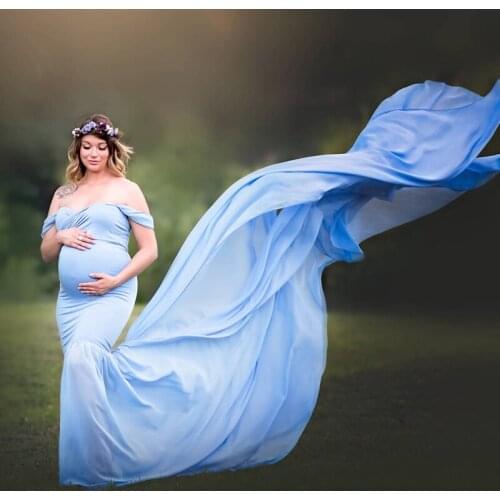 Pregnant Woman Photography Dress Props Take Photos With Skirts, Pregnant Women Wear Shoulder Half Round Dress