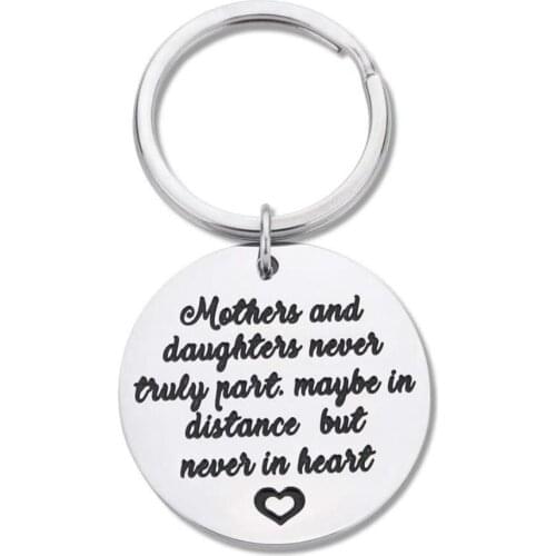 Mothers Day Gifts Keychain Mom Gifts from Daughter Mothers and Daughters Never Truly Part Mom Birthday Gifts Keyring for Mom