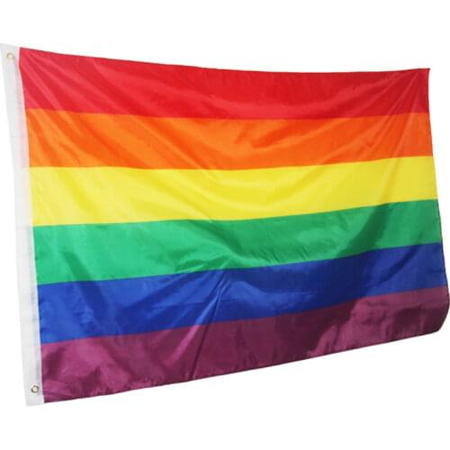 50PCS Rainbow Flag Gay Pride Peace Flags LESBIAN PRIDE PEACE Pennants Gay Flags For Gay Right Parade 90*150cm Free Shipping