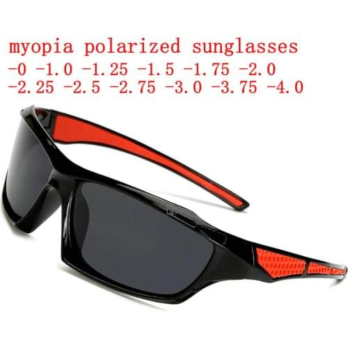 Outdoor Cycling Driving Sports Nearsighted Sunglasses Finished Gray Brown Lens Mens Square Prescription Eyeglasses Diopter NX