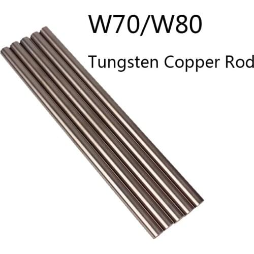 W70 W80 Tungsten Copper Alloy Rod Welding Electrode Length 200mm Electrode Bar Anode for Electroplating Solution Dia.2mm~15mm