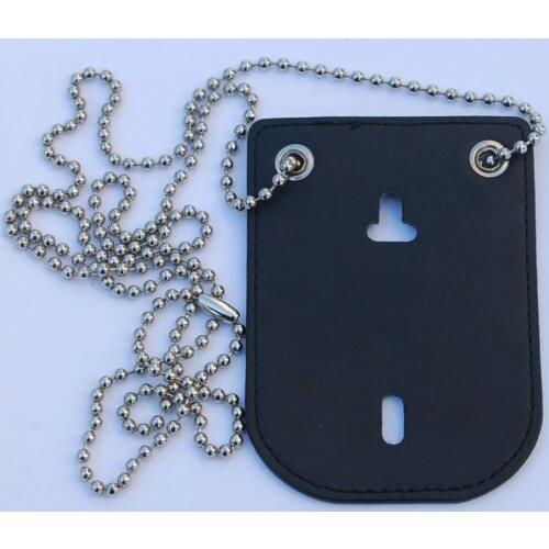 US OFFICER UNIVERSAL OVAL POLICE BADGE CLIP/NECK HANGER COMBO W/CHAIN