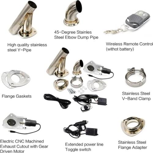 Stainless Steel 2" 2.25" 2.5" 3" Electric Stainless Exhaust Cutout Cut Out Dump Valve/switch with Remote control