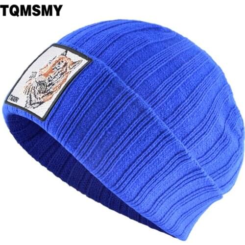 Winter Thick warm Beanies men Embroidered tiger pattern hats for women Outdoor skiing Bonnet autumn Novelty Hip Hop Cap Gorras