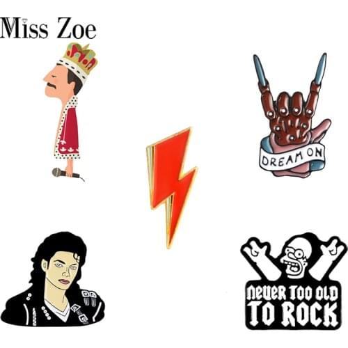 Rock You Enamel Pin OD HS Queen David Bowie MJ Brooches Bag Clothes Lapel Pin Badge Rock and Roll Band Jewelry Music Lovers