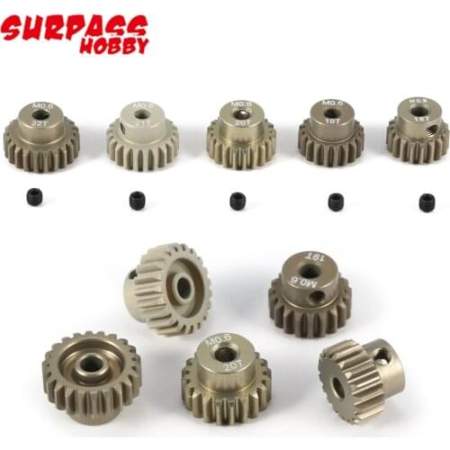 Pinion Gear,5pcs/lot SURPASSHOBBY M0.6 3.175mm 13T-17T/18T-22T/23T-27T/28T-33T Metal Pinion Motor Gear For RC 1/8 1/10 Car
