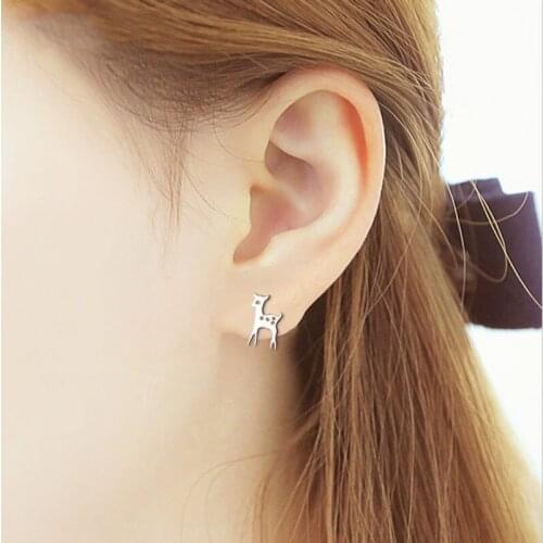 1 pair/cute deer earrings, cute stainless steel animal earrings gift, good luck