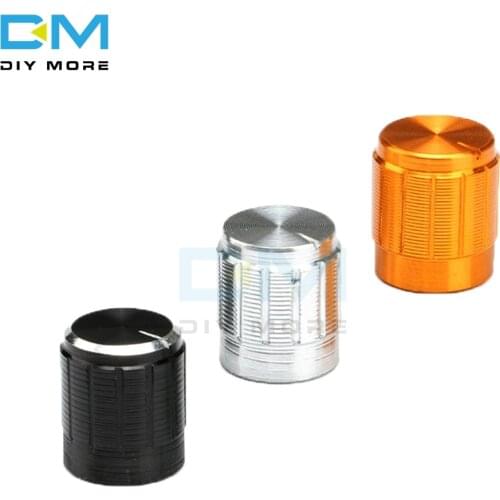 10PCS diymore WH148 Aluminum Alloy Potentiometer For Dia 6mm Knurled Shaft Control Rotary Knobs 14x16mm Black Silver Gold Cap