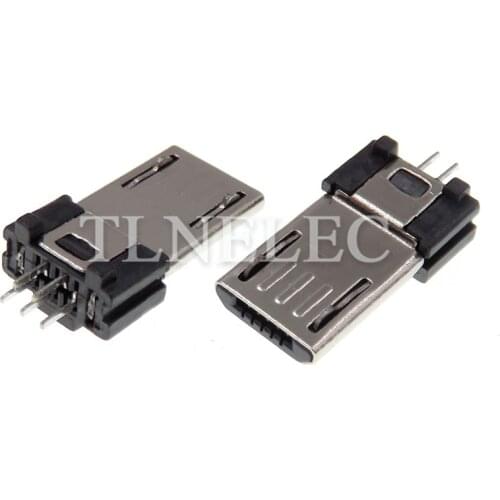 10pcs Micro USB Male Interface Plug Connector 10.8mm Lengthen 5 Pin Jack Socket Wire Soldering Adaptor