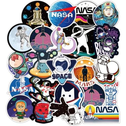 100PCS DIY Cartoon Astronaut Space Stickers Room Decoration Wall Decor Laptop Luggage Outdoor Camping Wall Sticker For Kids Room