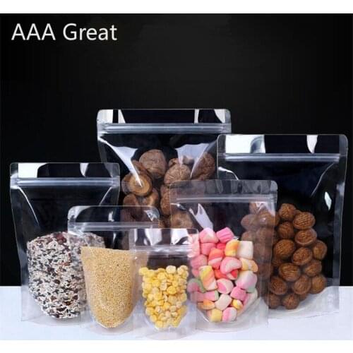 100Pcs/Lot Zip Lock Plastic Bag Food Storage Stand Up Pouches Smell Water Proof Zipper Bag Reclosable Packagaing Nuts Candy Bags