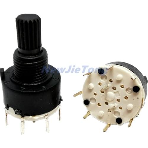 2pcs SR16 Plastic 16MM Rotary Band switch 1 Pole 5 6 8 Position Band Switch Handle Length 15MM Axis