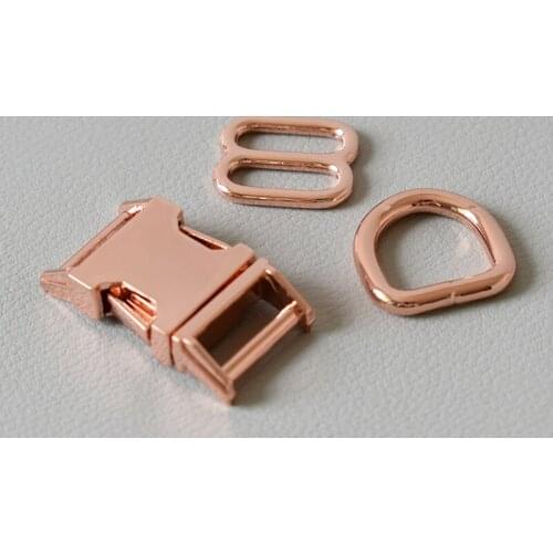 50 Set Rose Gold 5/8Inch(15mm) Side Release Metal Buckles Use On Dog Collar Outdoor Camping Backpack Bag DIY Paracord Hardware