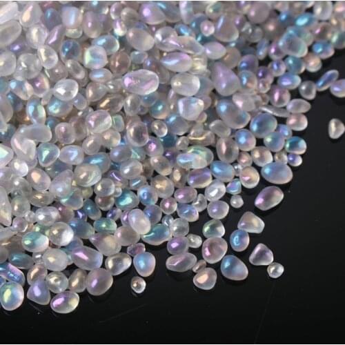 500g White Electroplated Color Moonstone Crystal Gravel Tumbler Stone Decorative Rock