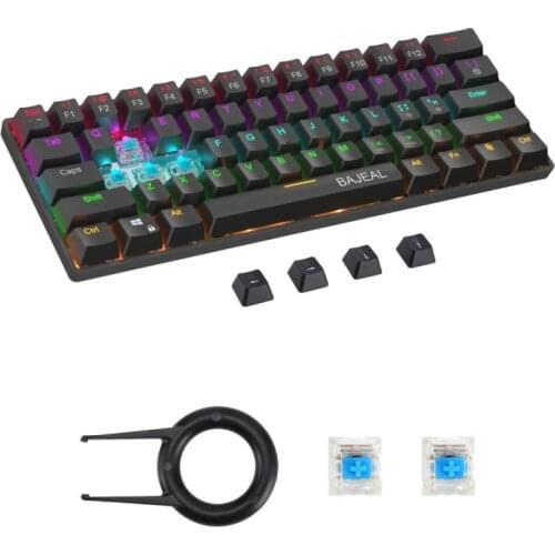 61-key Green Axis Keyboard Mechanical RGB Backlit Keyboard Wireless Bluetooth-compatible Type-c Charging Keyboard Win/Mac