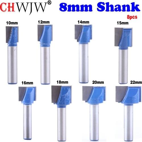 8pcs 8mm Cleaning bottom Engraving Bit solid carbide router bit 10,12,14,15,16,18,20,22mm Diameter CNC milling cutter endmill