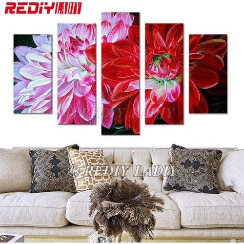 REDIY LADIY Diamond Painting Cross Stitch Flowers Mosaic Multi Picture Diamond Embroidery Triptych Rhinestones Modular Picture