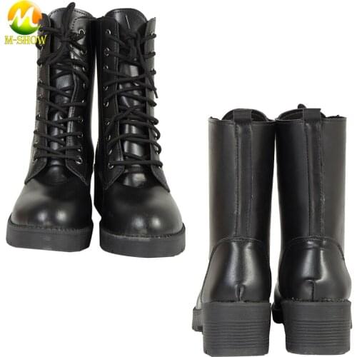 Claire Cosplay Costume Shoes Black Martin Boots Ladys Short Faux Leather Boots