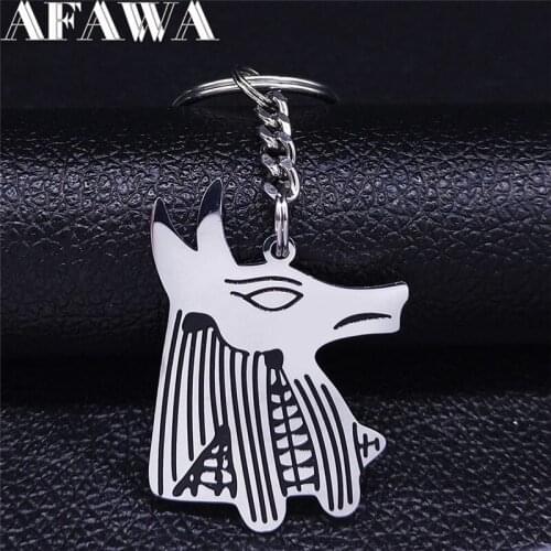 2021 Fashion Egypt Dog God Stainless Steel Key Chains for Men/Women Silver Color Anubis Keyrings Jewelry llavero mujer K7S02