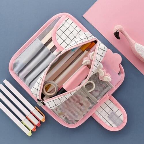 Pencil Case Sturdy 3 Compartments Canvas Office Storage Organizer for Students Pencil Case Sturdy Storage Organizer Pencil Cases
