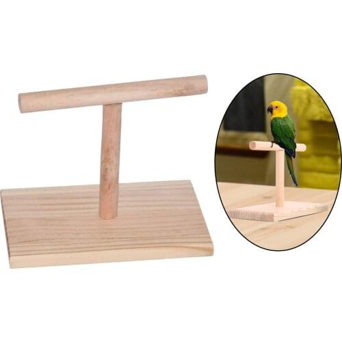 Wooden Stable Table Bird Perch Parakeet Desktop Cage Parrot Training T Stand Tabletop Resting Exercise Perches Branch Toy