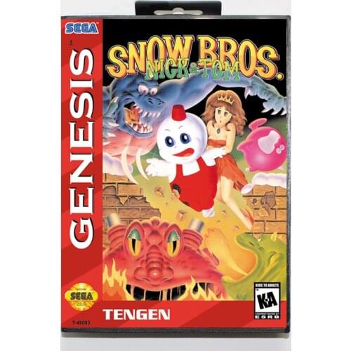 Snow Bros Nick N' Tom 16bit MD Game Card For Sega Mega Drive/ Genesis with Retail Box