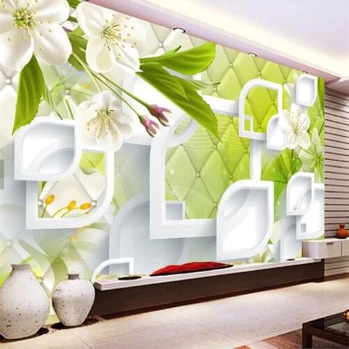 Customized large murals fantasy flowers 3D square soft package TV background wall papers home decor papier peint 3d wallpaper