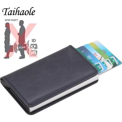 Taihaole 2020 Men Credit Card Holders Business ID Card Case Fashion Automatic RFID Card Holder Aluminium Bank Card Wallets