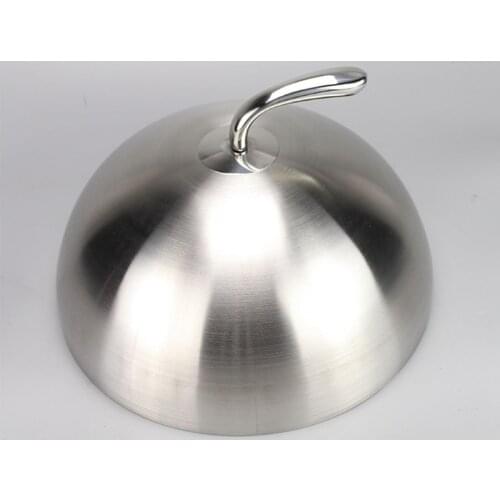 E7CB 20/24/26/28cm Stainless Steel Steak Cover Teppanyaki Dome Dish Lid Food Cover
