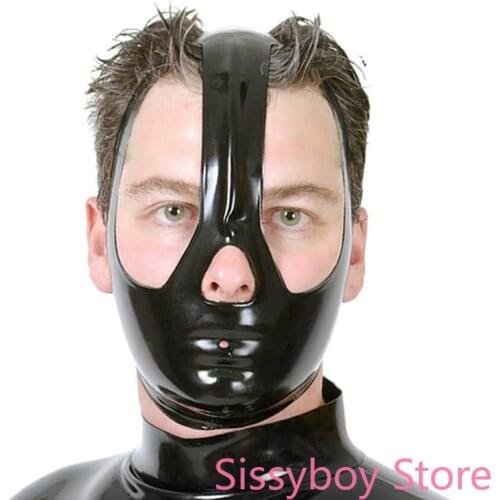 Latex Mask Unisex Rubber Hood with Covering Half of Face with Open Eyes and Nose Supersoft Mask Fashion Funny