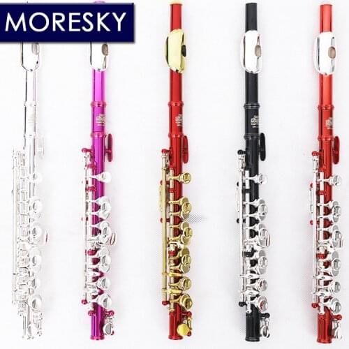 MORESKY C Tone Piccolo Flute C Key Half-size Cupronickel Silver Plated Multicolored