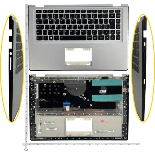 100% New For Lenovo IdeaPad Yoga 2 13" Upper Case Palmrest Yoga2 13 US Keyboard Bezel Cover US layout Silver AP138000600