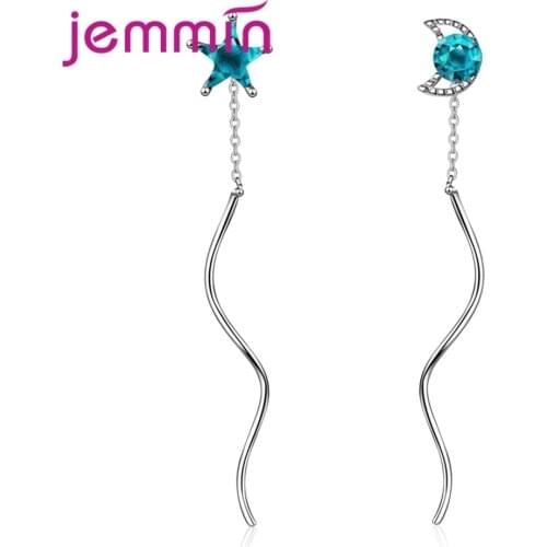 New Arrival Star Moon Decoration 925 Sterling Silver Asymmetrical Earrings For Women Party Engagement Jewelry Wholesale
