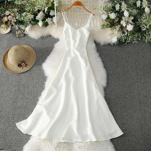 Guilantu Summer Bohemian Boho Beach Dress Women Spaghetti Strap Backless Vestidos Mujer Elegant Sexy Club Party Dresses Female