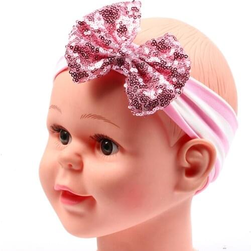Sequins Tie baby girl headband Infant hair accessories cloth band bow newborn Headwear elastic hairband Toddler children