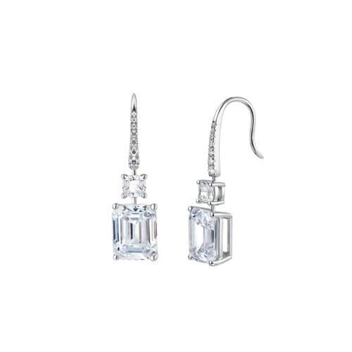 QTT 2021 Trend Dangle Earrings Huge Rectangle Zircon Hanging Earrings Vintage 925 Silver Earrings Wedding Jewelry Gift