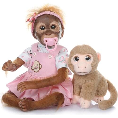 21in 52cm Realistic Baby Monkey Doll Lifelike Reborn Baby Monkey Handmade Detailed Painting Art Dolls with Clothes Top Quality