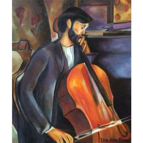 Hand Painted Male Painting The Cellist by Amedeo Modigliani Abstract Art on Canvas Portrait No Frame