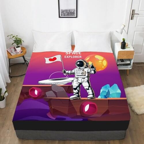Cartoon Childrens Elastic fitted sheet bed sheet With An Elastic Band Mattress Cover Bed cover for kids baby Space violet